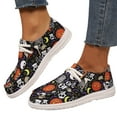 thumbnail image 1 of Halloween Pumpkin Fashion Sneakers for Women Wide Feet Skeleton Lace up Penny Loafers Casual Canvas Walking Flat Shoes, 1 of 8