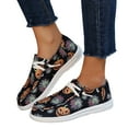 thumbnail image 1 of Halloween Pumpkin Fashion Sneakers for Women Wide Feet Skeleton Lace up Penny Loafers Casual Canvas Walking Flat Shoes, 1 of 7