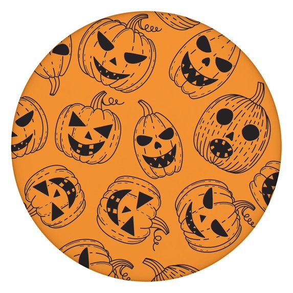 Halloween Pumpkin Festival Elastic Fitted Tablecloth 52 Inch Round - Washable Spooky Design Table Cover for Party Dining