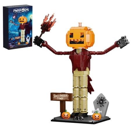 Halloween Pumpkin Figure Decor Horror Movies Pumpk Jack King Building Blocks Toys Kids Holiday Gifts Night-mare before Christmas Fall Decorations for Home(293Pcs)