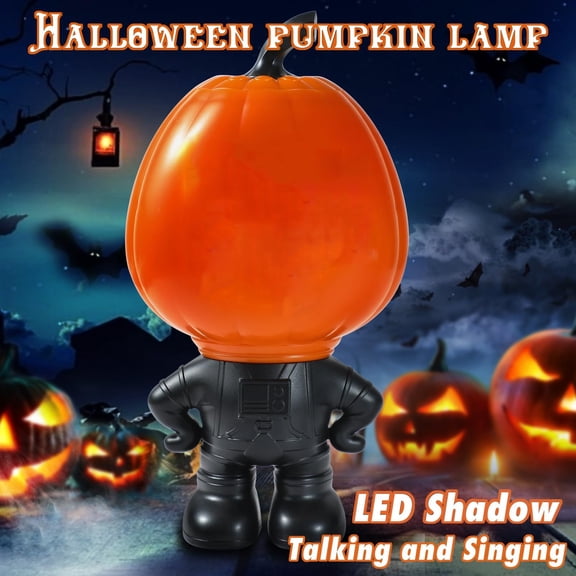 Halloween Pumpkin Figure Decoration Talking Singing Projection Night Light Standing Tabletop Display for Indoor Use