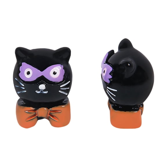 Halloween Pumpkin Figurines with Witch Hat, Ceramic Jack-O'-Lantern Tabletop Decorations for Home Party Decor, Set of 2