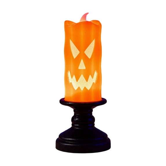 Halloween Pumpkin Flameless Pillar Candles Battery Operated Flickering Fall LED Candles, Orange Candles for Fall Halloween Thanksgiving Decor