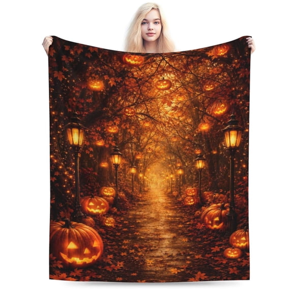 Halloween Pumpkin Forest Blanket Gift Throw Blanket Cozy Soft Autumn Home Decor Gift for Halloween Lovers 50x40