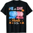 thumbnail image 1 of Halloween Pumpkin Gender Reveal He or She Auntie To Be T-Shirt, 1 of 3