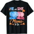 thumbnail image 1 of Halloween Pumpkin Gender Reveal He or She Mama To Be T-Shirt, 1 of 3