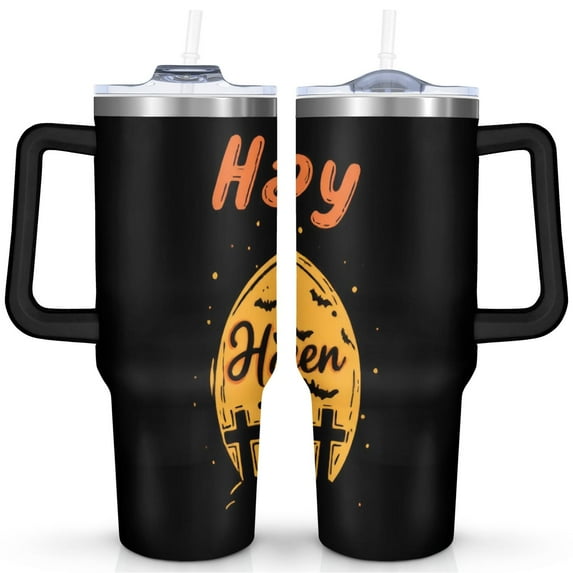 Halloween Pumpkin Ghost 40 oz Tumbler with Handle Rust Resistant Coffee Travel Mug Modern Tumbler for Spring Summer Camping Outdoor