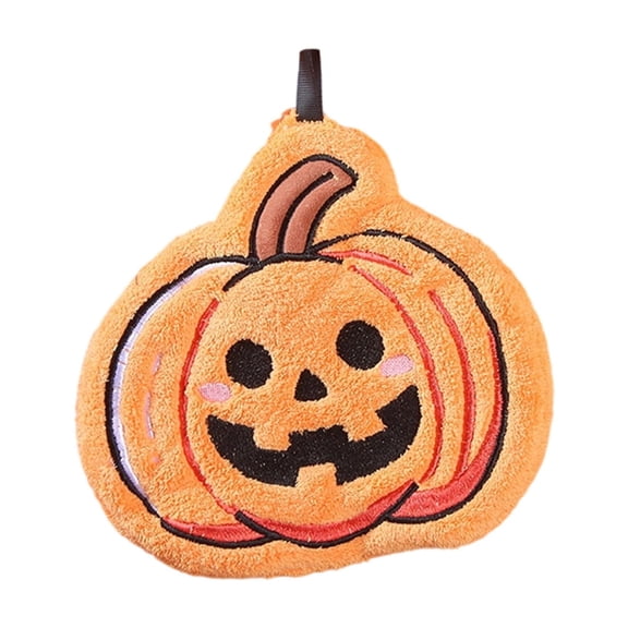Halloween Pumpkin Ghost Bats Hand Towel Hangable Thickened Polyester Kitchen Cloth Absorbent Fast-Dry Children's Small Towel