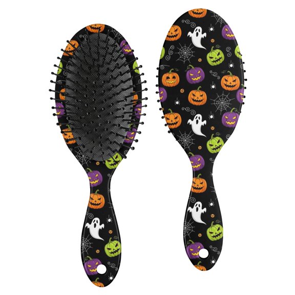 Halloween Pumpkin Ghost Black Pattern Brush, Detangling Hair Brush,Oval Paddle Hair Brush, PP Material Gifts for Holiday Birthday Gifts