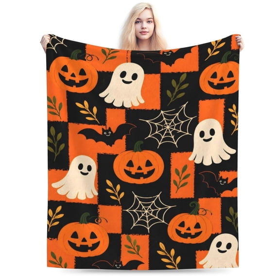 Halloween Pumpkin Ghost Blanket Gift Throw Blanket Cozy Soft Home Decor Gift for Halloween Lovers 50x40