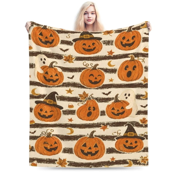 Halloween Pumpkin Ghost Blanket Gift Throw Blanket Cozy Soft Home Decor for Halloween Lovers 50x40