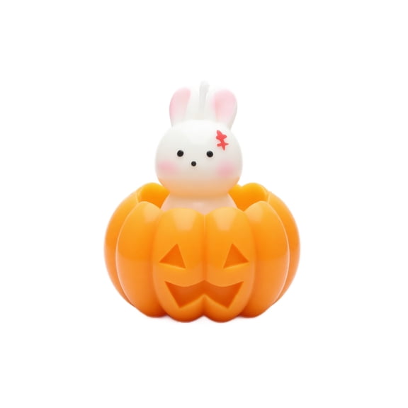 Halloween Pumpkin Ghost Candle, Cute Pumpkin Rabbit Shaped Candle Tea Light, Goth Gift for Halloween Party Favor Table Decoration (E)