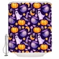 thumbnail image 1 of Halloween Pumpkin Ghost Candy Shower Curtain for Bathroom, Witch Hat Potion Purple Orange Waterproof Shower Curtains Washable Quick Dry with Hooks Bathtub Curtains 72x72 IN, 1 of 6
