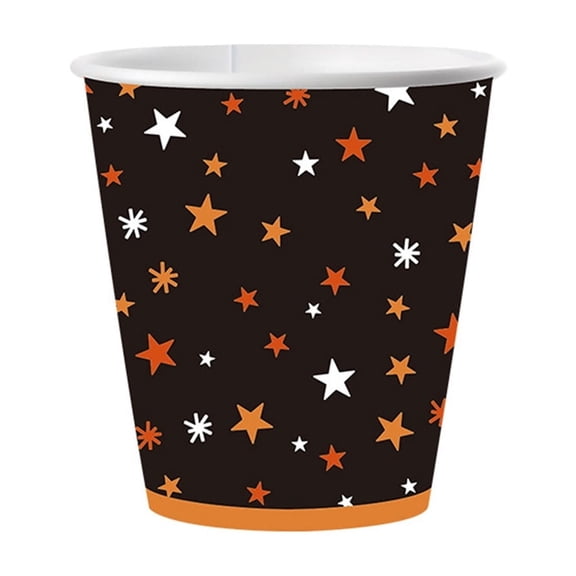 Halloween Pumpkin Ghost Disposable Party Tableware Set, Paper Plates Cups Napkins Plastic Cutlery Straws Kit for Halloween Themed Party Holiday Gathering Supplies