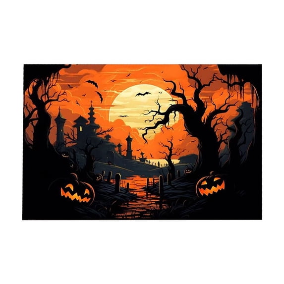Halloween Pumpkin Ghost Doormat, Stylish Soft Non-Slip Decorative Rugs for Bathroom Kitchen Bedroom Entryway