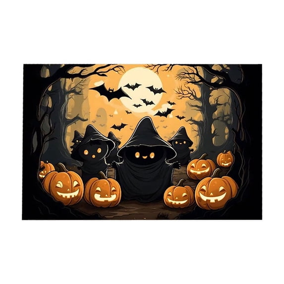 Halloween Pumpkin Ghost Doormat, Stylish Soft Non-Slip Decorative Rugs for Bathroom Kitchen Bedroom Entryway