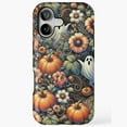 thumbnail image 1 of Halloween Pumpkin Ghost Floral Autumn Design iPhone 17 11 12 13 14 15 16 Pro Max, 1 of 2