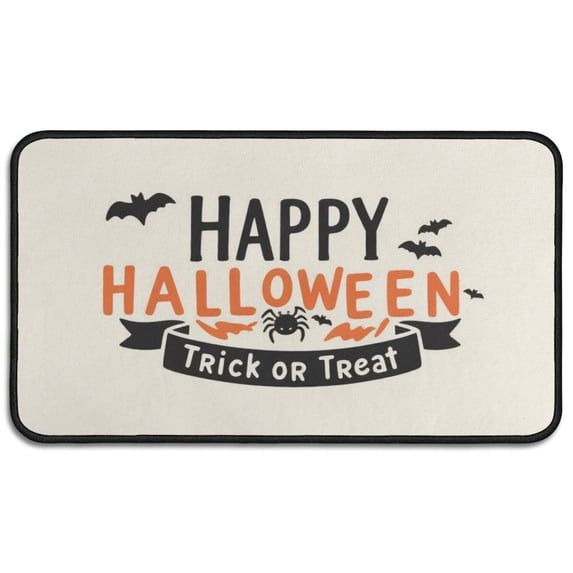 Halloween Pumpkin Ghost Front Door Mat Anti Slip Pumpkin Skull Bat Spider Welcome Mat Retro the Indoor Door Mat/Outdoor Crystal Velvet 30x17 Inches