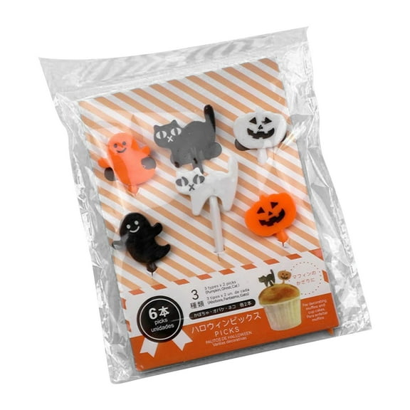 Halloween Pumpkin Ghost Fruit Fork - 6Pcs Halloween Picks Cupcake Toppers Plastic Halloween Toothpicks Halloween Cupcake Picks for Halloween Birthday Wedding Supply