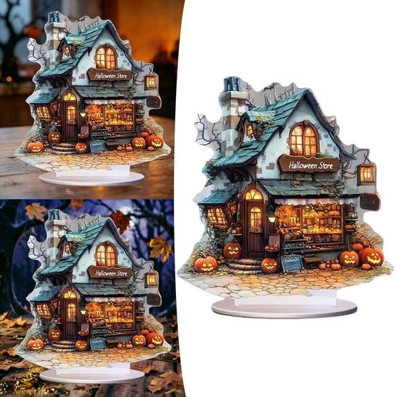 Halloween Pumpkin Ghost House Decoration 2D Acrylic Bedroom Desktop Gift