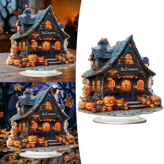 Halloween Pumpkin Ghost House Decoration 2D Acrylic Bedroom Desktop Gift