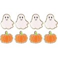 Halloween Pumpkin Ghost Iron on Patches Glitter Gold Edge, Applique
