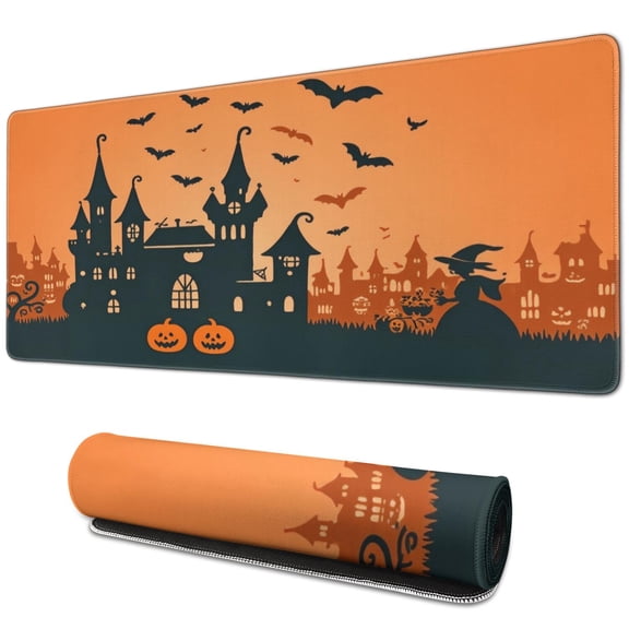 Halloween Pumpkin Ghost Mouse Pad,Rectangle Washable Mouse Mat Waterproof Mouse Pad Non Slip Rubber Mousepad Gaming for Gaming Gift (31.5x11.8in)