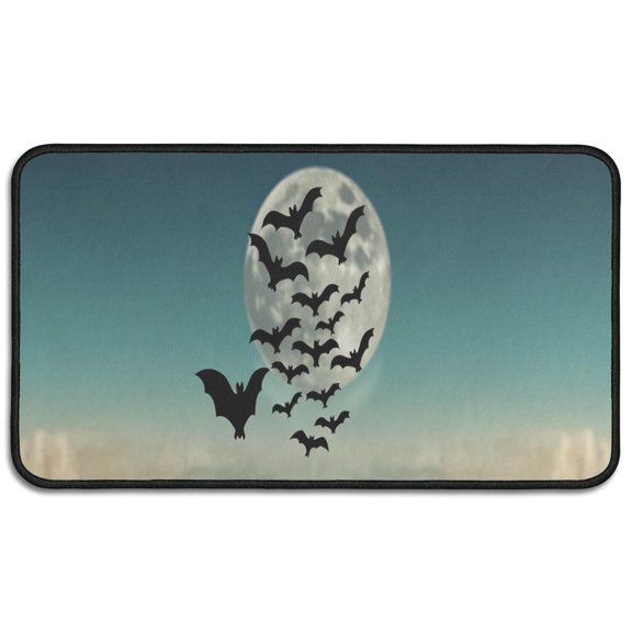 Halloween Pumpkin Ghost Non Slip Washable Door Mat Evil Pumpkin Ghost Doormat Plain the Indoor Door Mat/Outdoor Crystal Velvet 30x17 Inches