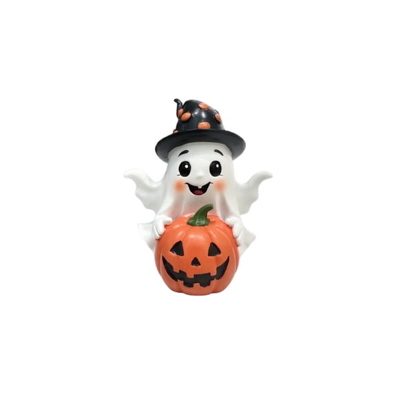 Halloween Pumpkin Ghost Ornament,Resin Festival Statues Halloween Indoor Decor Home Desktop Ornaments
