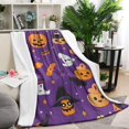 thumbnail image 1 of Halloween Pumpkin Ghost Pattern Blanket,Comfortable Soft Lamb Wool Throw Blanket,All Season,Warm Lightweight Blankets for Sofa Bed Couch Living Room Chair,40"x50", 1 of 4