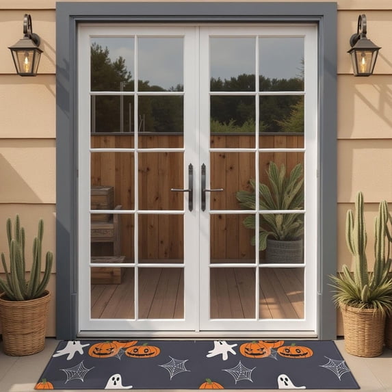 Halloween Pumpkin Ghost Pattern Door Rugs,Washable Non Slip Door Mats Indoor,Decorative Door Mats,Entry Mat Indoor for Entrance,Bedroom,Kitchen,Bathroom,16"x47"