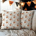 thumbnail image 1 of Halloween Pumpkin Ghost Pillow Covers 18x18 Set of 2, White Soft Plush Faux Fur Farmhouse Throw Cushion Cases for Holiday Home Decorations, 1 of 7