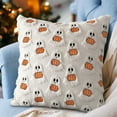 thumbnail image 1 of Halloween Pumpkin Ghost Pillow Covers 18x18, White Soft Plush Faux Fur Farmhouse Throw Cushion Cases for Holiday Home Decorations, 1 of 7