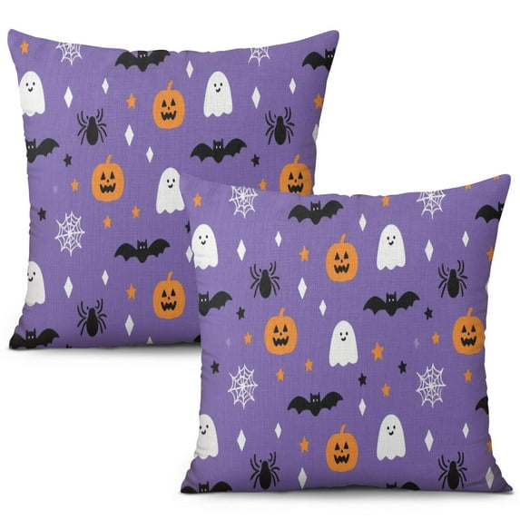 Halloween Pumpkin Ghost Throw Pillow Covers Evil Pumpkin Pillow Cover Throw Cushion Cover Cushion Cases for Living Room Decoration,20x20 Inch (2Pcs)
