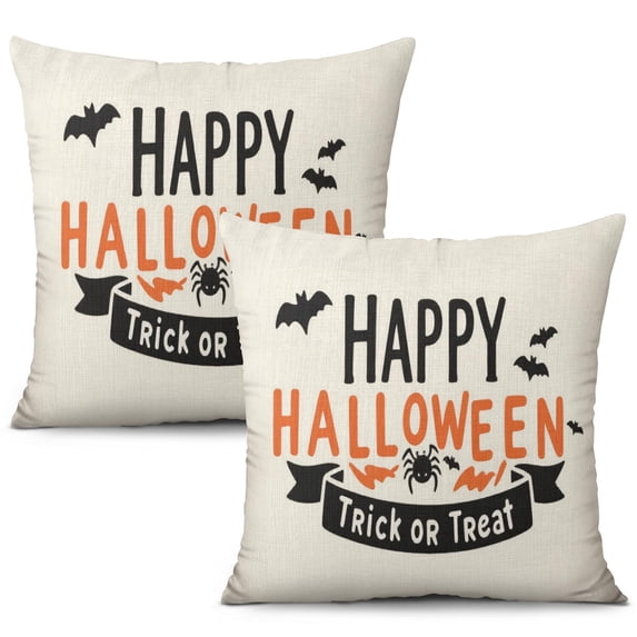Halloween Pumpkin Ghost Throw Pillow Covers Ghost Boo Pillow Cover Sofa Bed Throw Cushion Cover for Living Room Decoration,20x20 Inch (2Pcs)