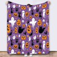thumbnail image 1 of Halloween Pumpkin Ghostskull Bat Blackcat Printed Flannel Cover Blanket（130*100 Cm/51*39 In） Plush, Multi-Color One Size, 1 of 3