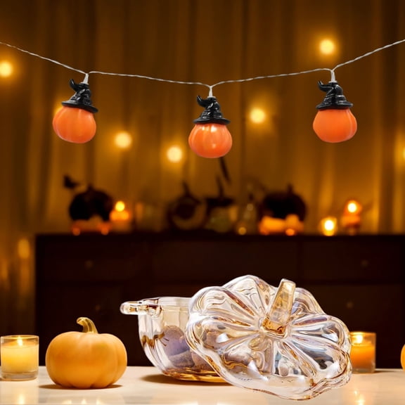 Halloween Pumpkin Glass Candy Jar - Crystal Clear Lidded Container Dessert Bowl Treat Display Decor Thanksgiving Table Centerpiece Gift(Yellow)
