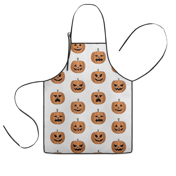 Halloween Pumpkin Grid Pattern Kids Aprons for Girls and Boys,Adjustable Neck Strap Toddler Aprons for Kids Cooking Baking,23.6"x19"