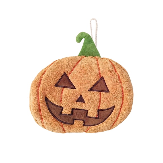 Halloween Pumpkin Hanging Hand Towel, Thick Absorbent Coral , Soft Decorative Bathroom Dish Towel for Fall Holiday Home Decor, 1Pack G