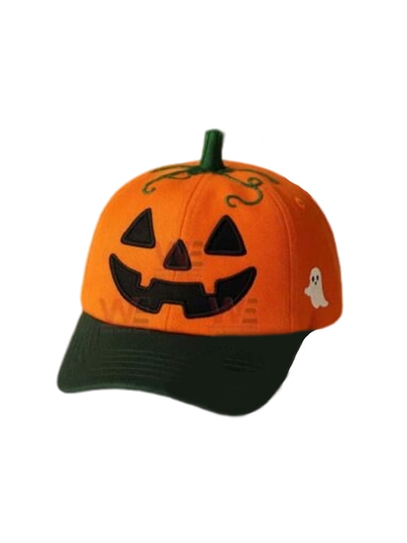 Halloween Pumpkin Hat Funny Unisex Halloween Hat Embroidery Pumpkin Face Baseball Cap Adjustable