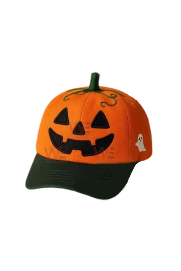Halloween Pumpkin Hat, Funny Unisex halloween hat, Embroidery Pumpkin Face Baseball Cap Adjustable