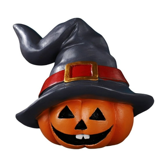 Pumpkin Head Ornament With Witch Hat Haunted House Prop For Script Killing Home Decoration Mysterious Atmosphere Creation