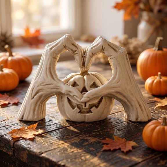 Halloween Pumpkin Heart Ornament, Festive Pumpkin Decor with Eye Catching Details Durable Design and Easy Display Feature, Halloween Decoration Gift for Home Garden Parties and Collectors
