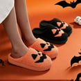 thumbnail image 1 of Halloween Pumpkin House Slippers for Woman Winter Flat Heel Close Toe Casual Home Indoor Outdoor Slides Slippers Winter Fleece-Lined Shoes for Women Orange 5.5, 1 of 10