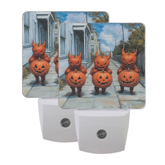 Halloween Pumpkin Imps LED Night Light with Smart Sensor Plug Into Wall Dusk to Dawn 2 packs