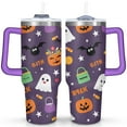 thumbnail image 1 of Halloween Pumpkin Insulated Tumblers Happy Halloween Pumpkin Coffee Travel Mug with Straw,Thermal with Lids for Hot and Cold Drinks for School Camping 40 oz Spooky Tumbler, 1 of 7