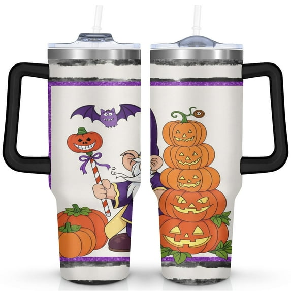 Halloween Pumpkin Insulated Tumblers Happy Halloween Travel Coffee Mugs with Straw,Thermal with Lids for Hot and Cold Drinks for School Camping 40 oz Boo Mug