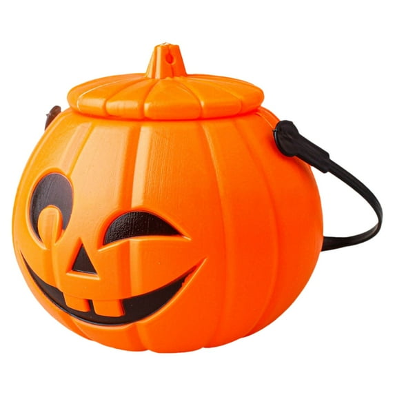 Halloween Pumpkin Jack O' Lantern Candy Bucket - Pumpkin Trick or treat Buckets, Halloween Goodie Buckets with Lid, Halloween Candy Holders Container for Favors Home Decoration Supplies, 4.92Inches
