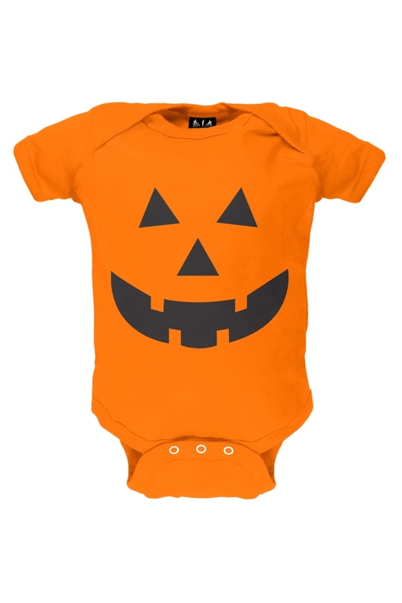 Halloween Pumpkin Jack-O-Lantern Face Baby One Piece - 9-12 months