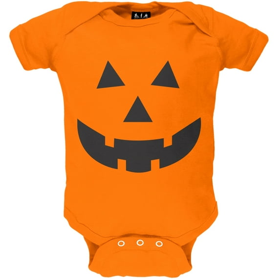Halloween Pumpkin Jack-O-Lantern Face Baby One Piece - 9-12 months